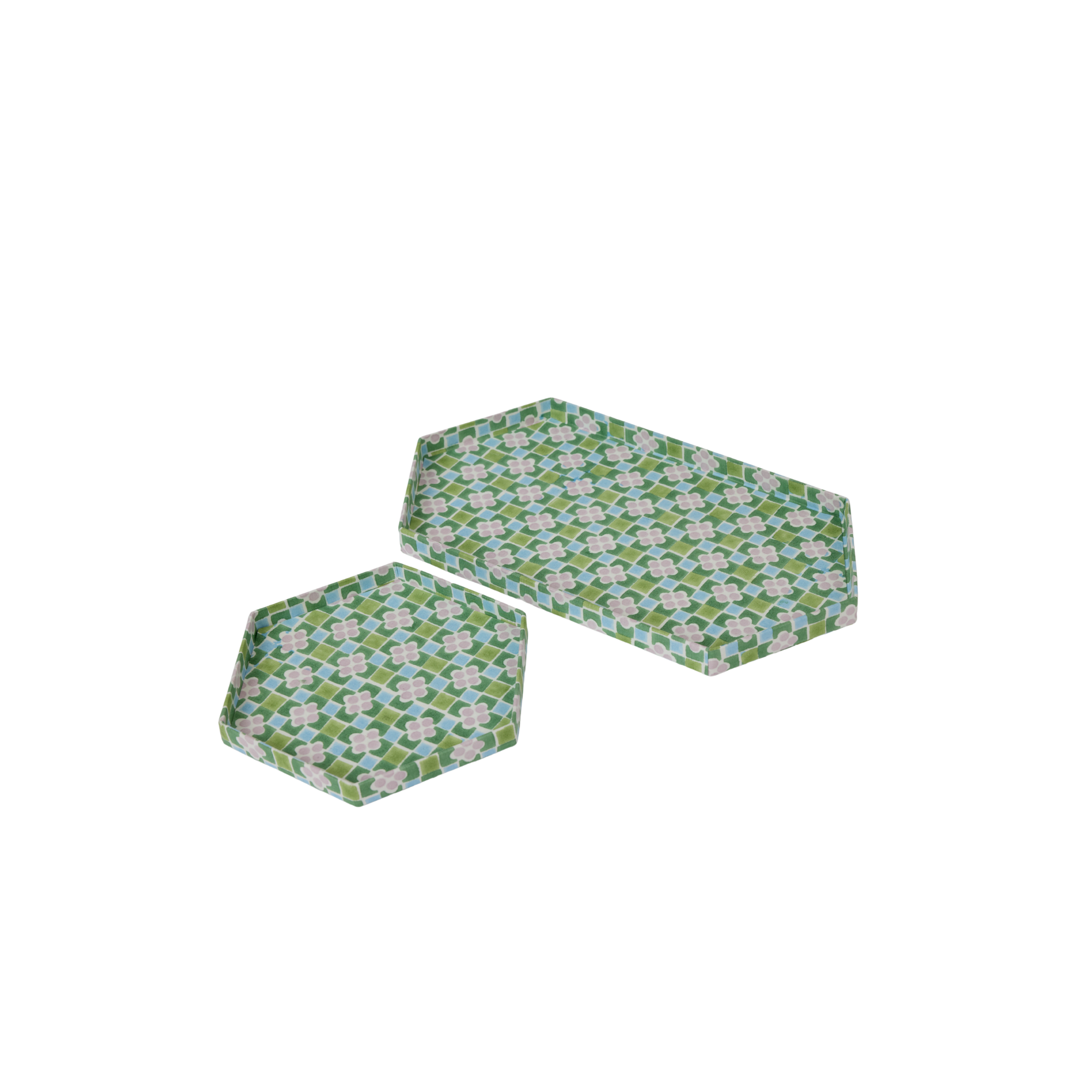 Arthur Hexagon Tray Set, Lilac/Spring Green