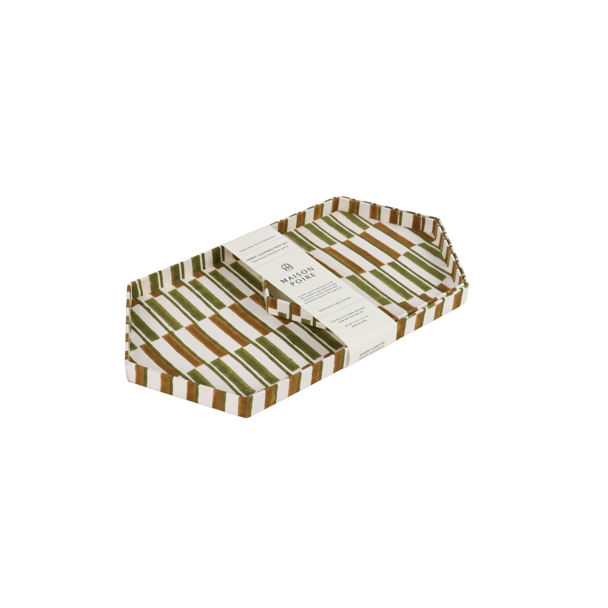 Camille Hexagon Tray Set, Moss