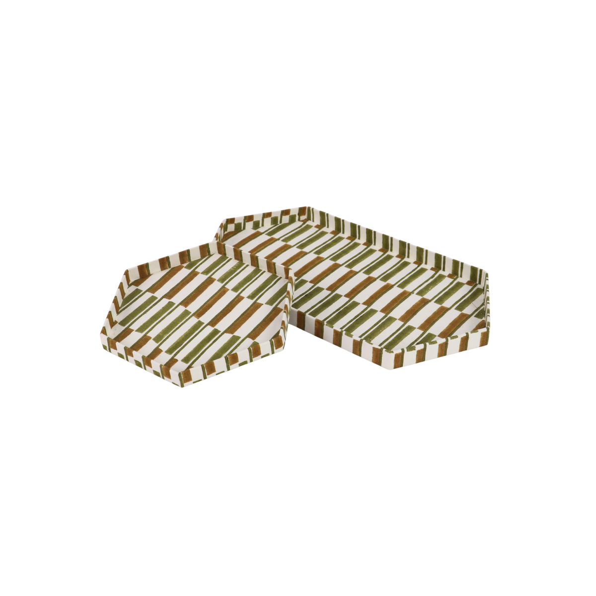 Camille Hexagon Tray Set, Moss