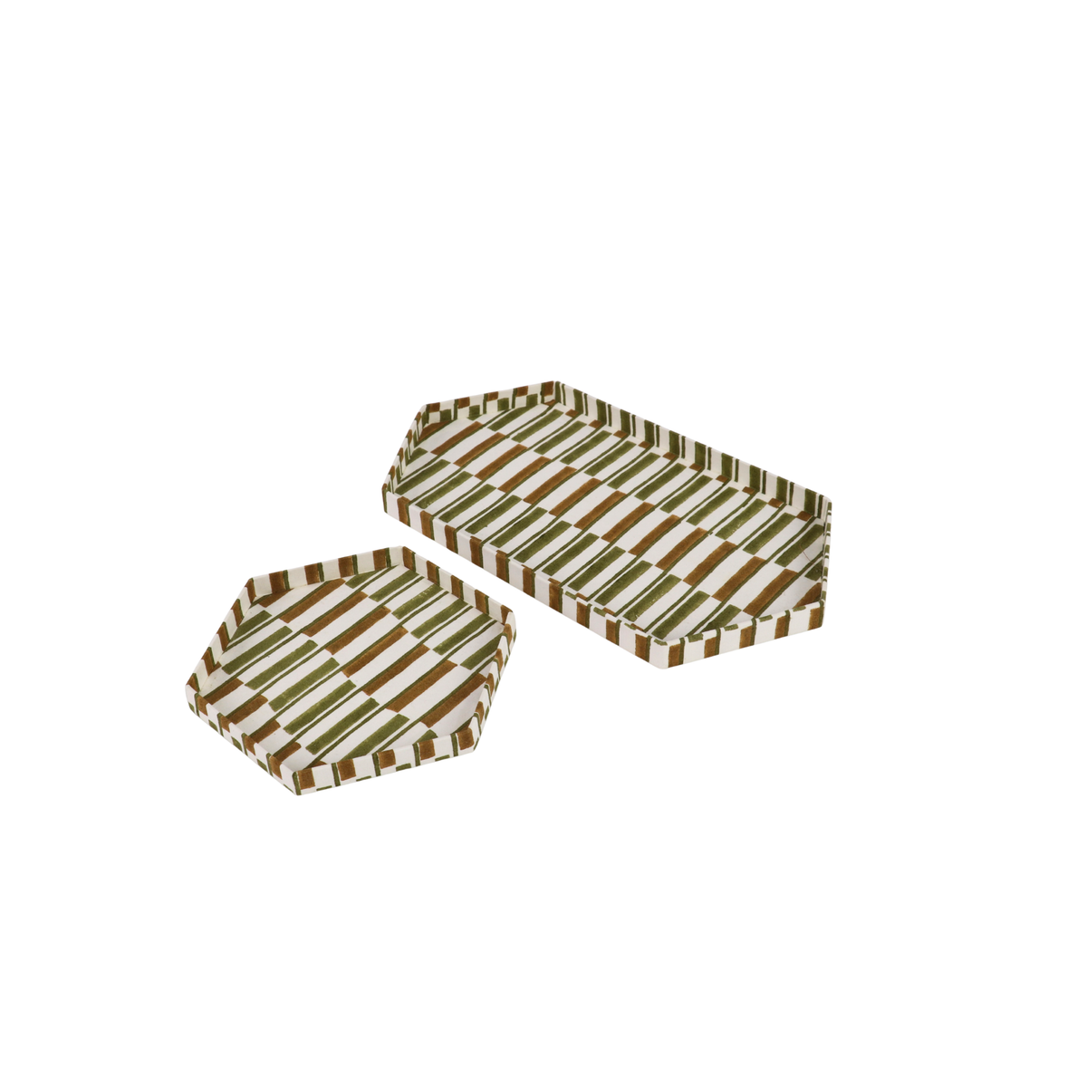 Camille Hexagon Tray Set, Moss