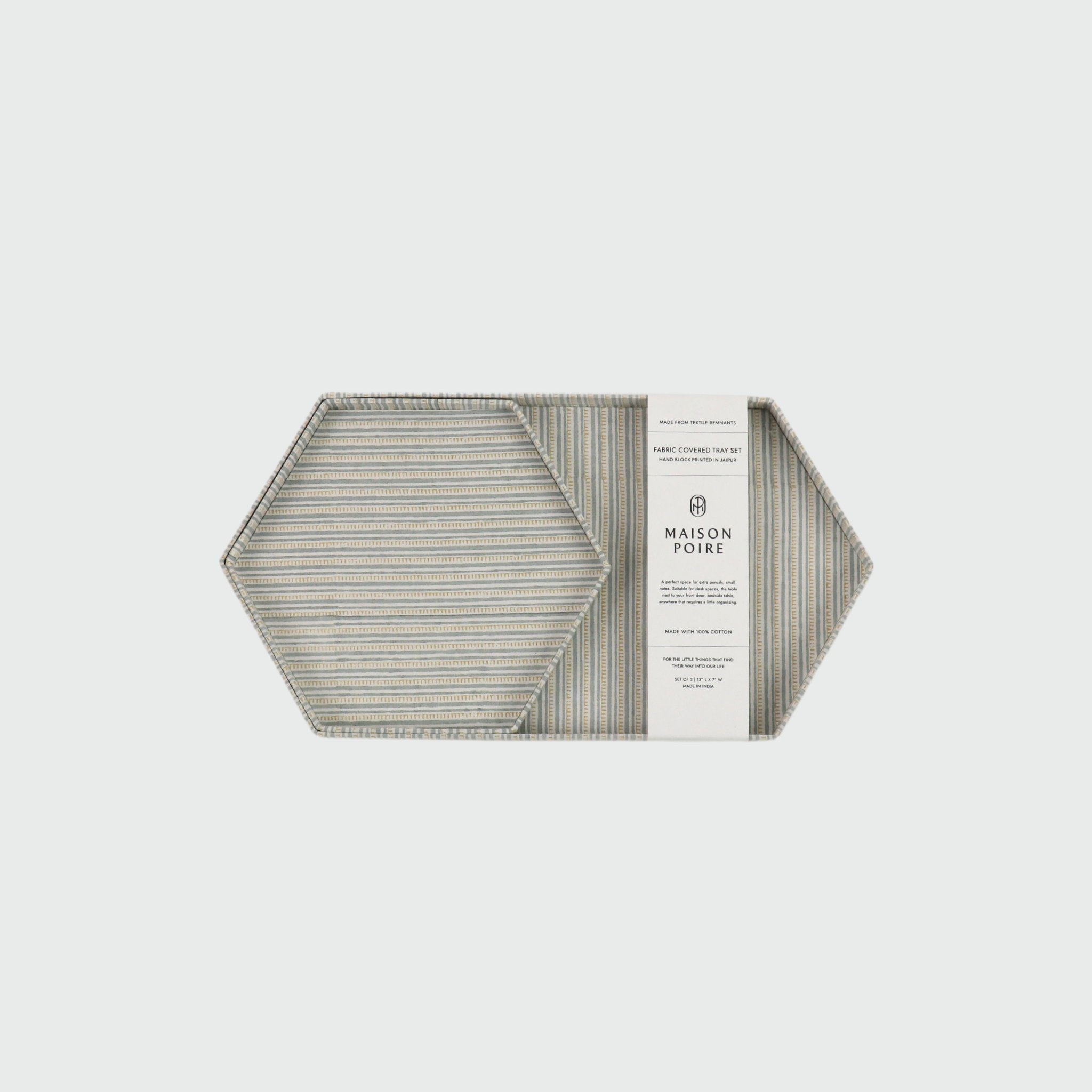 Clémence Hexagon Tray Set, Blue Mist