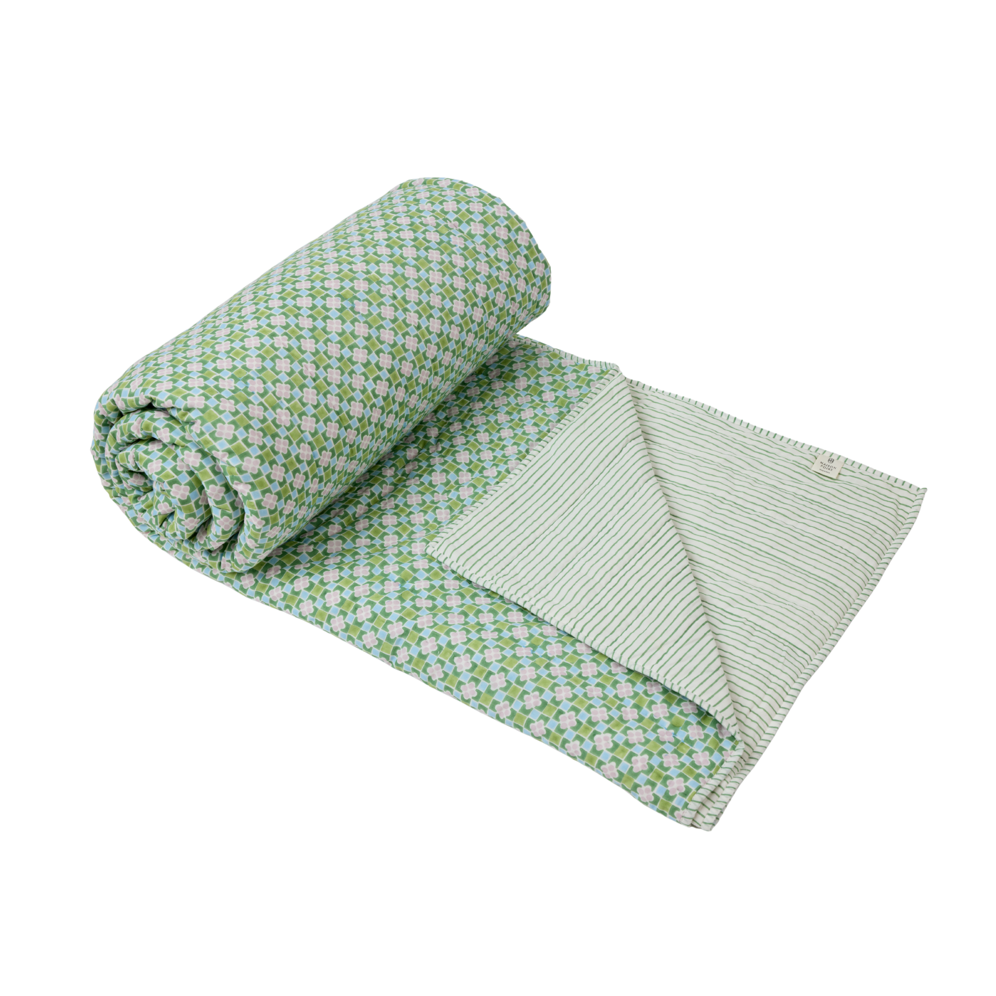 Arthur Bed Quilt, Lilac/Spring Green