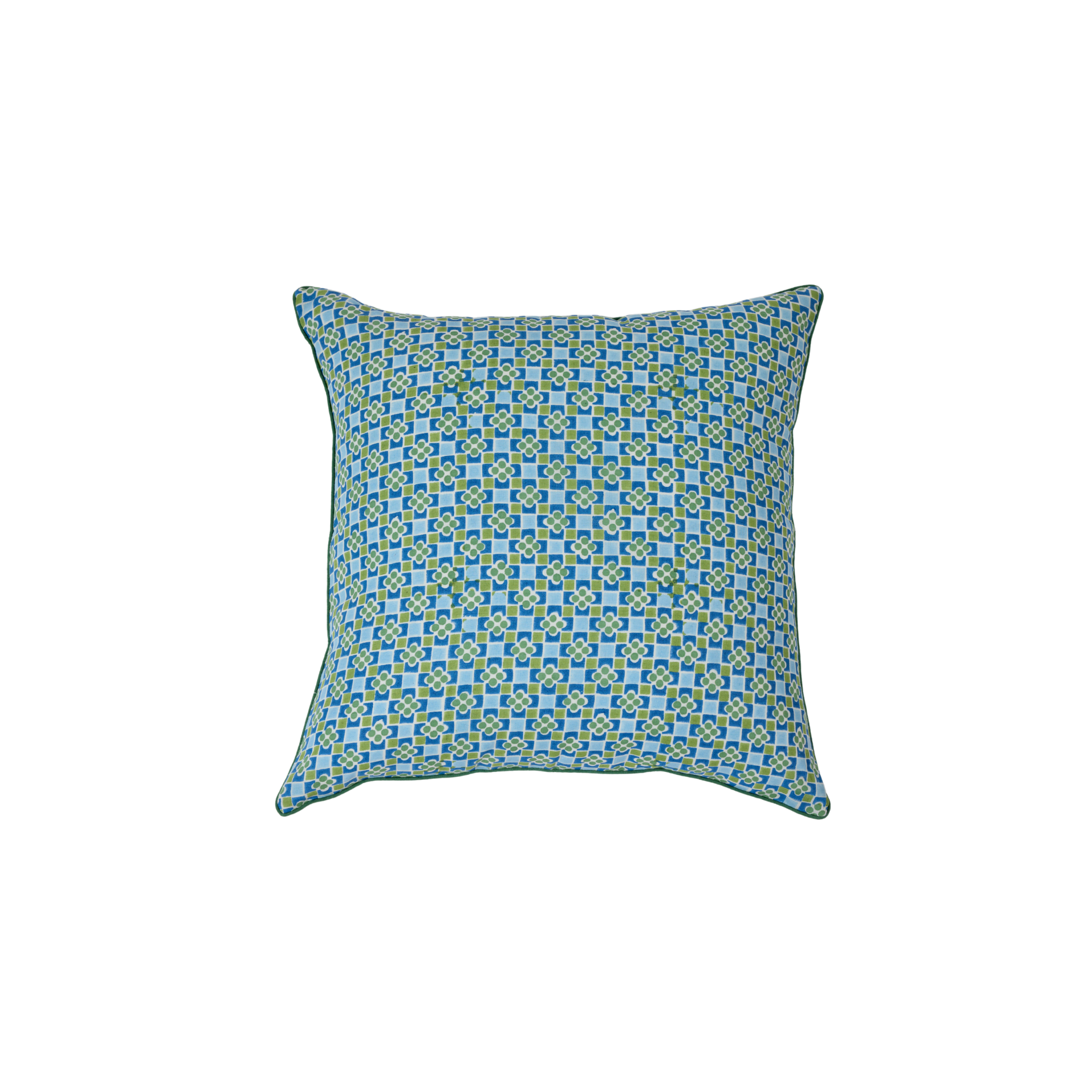 Arthur Throw Pillow Cover, Spring Green/Cobalt