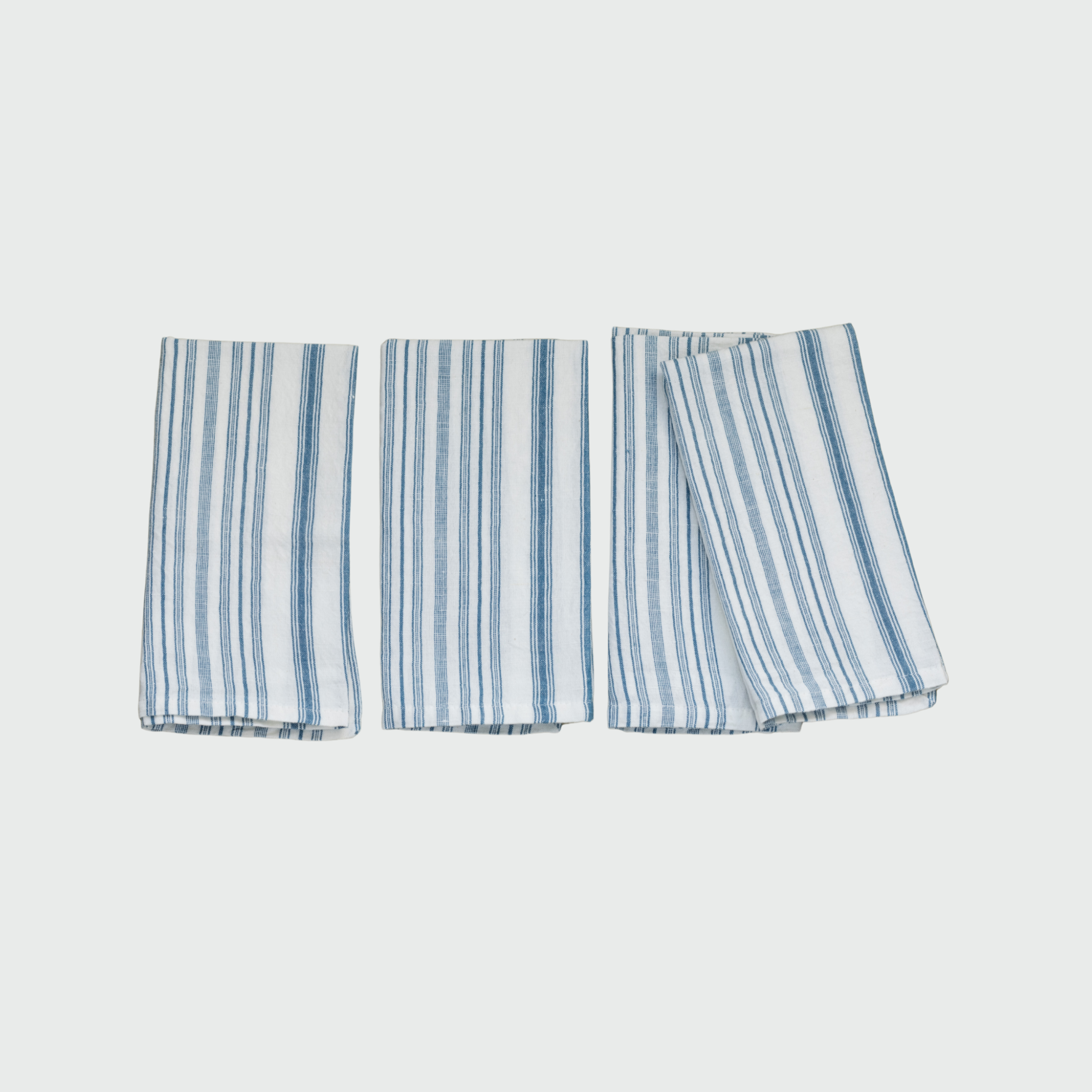Serviettes à rayures bleues, lot de 4