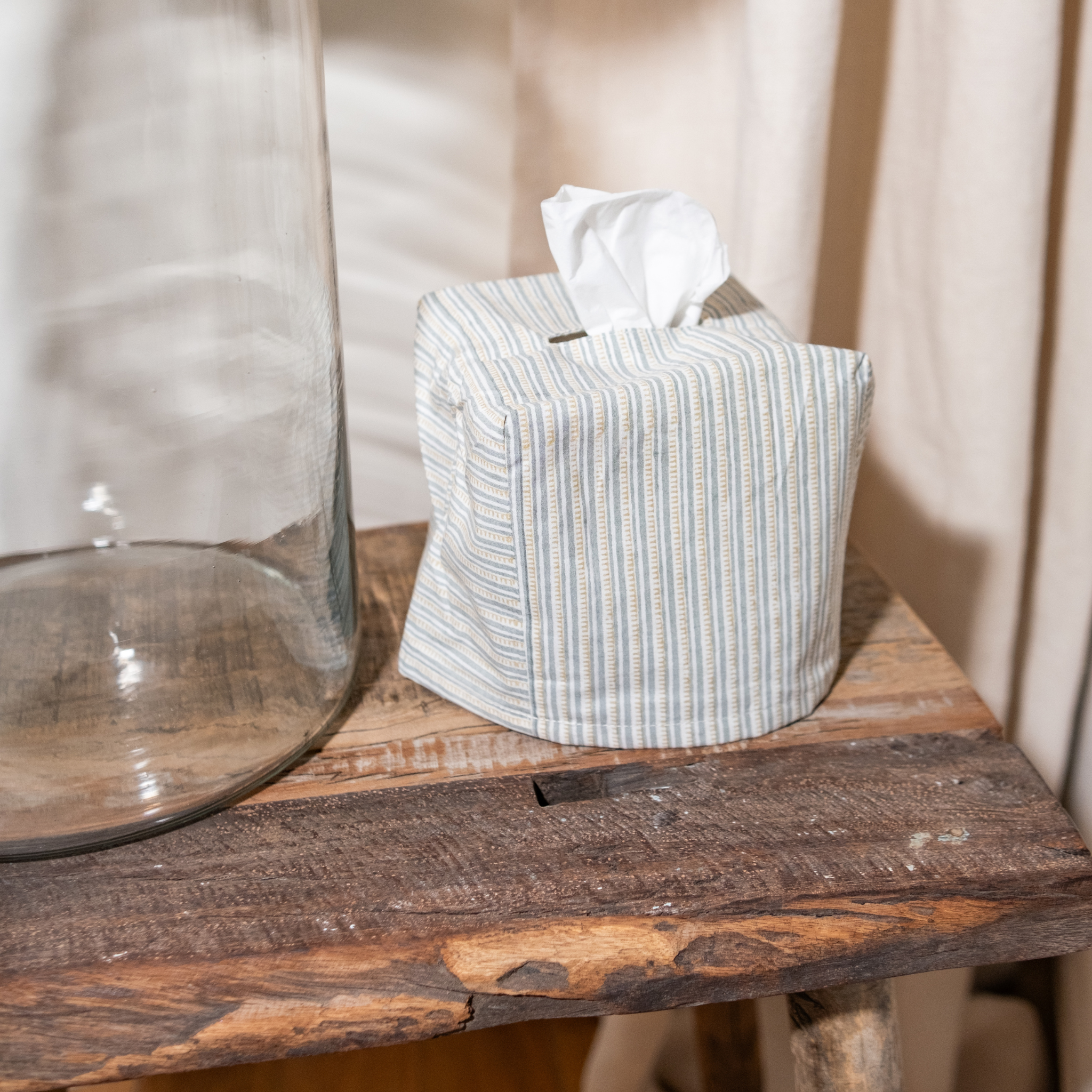 Clémence Tissue Box Cover, Blue Mist