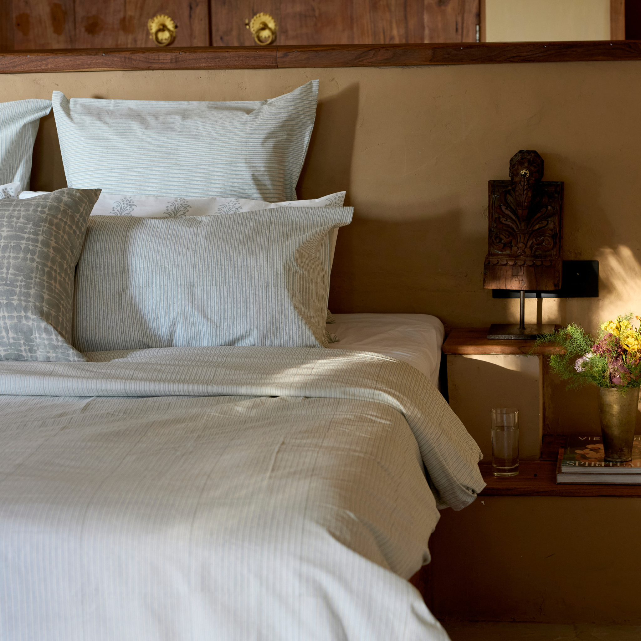 Taie d'oreiller Clémence, Brume Bleue