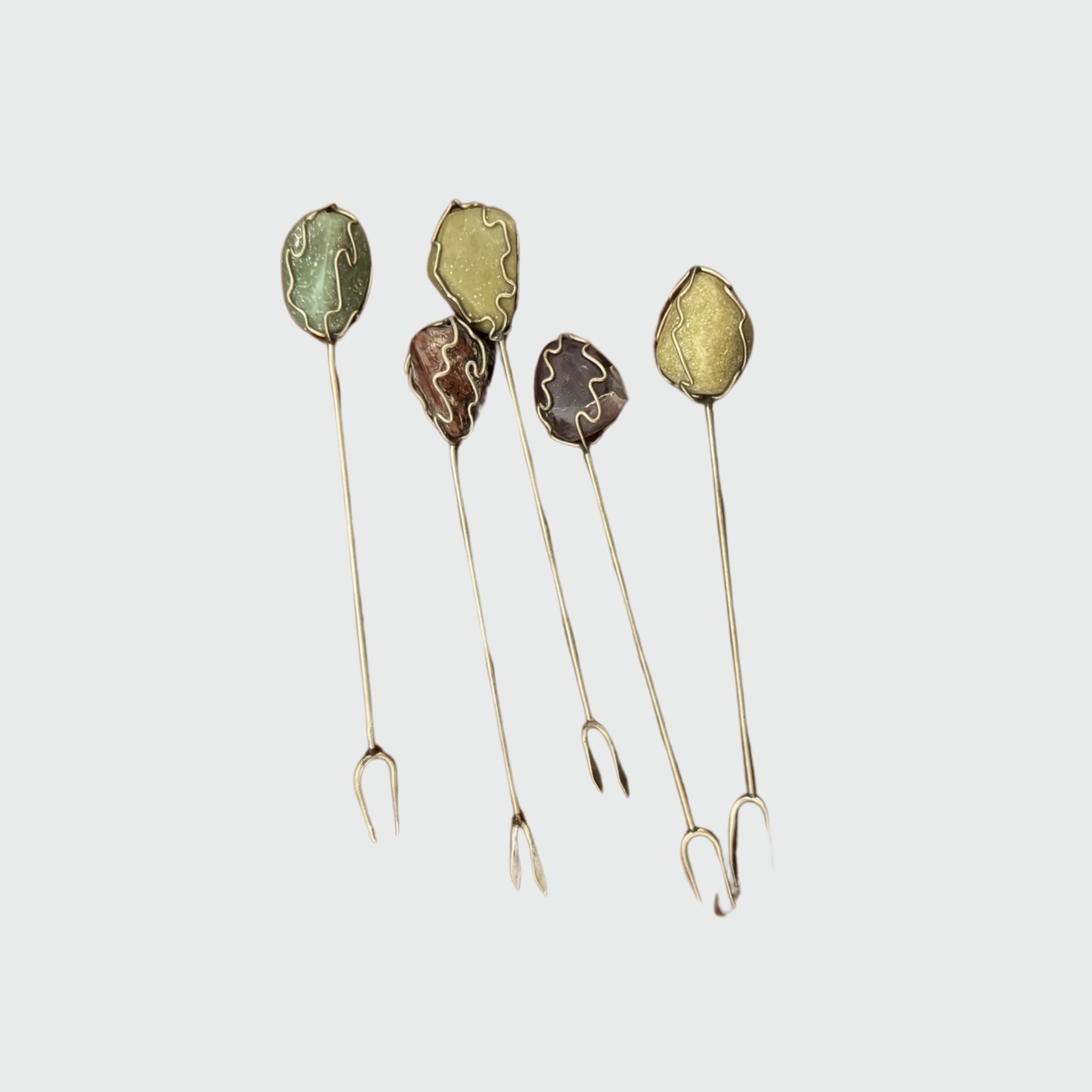 Cocktail Picks with Stones, Set of Five