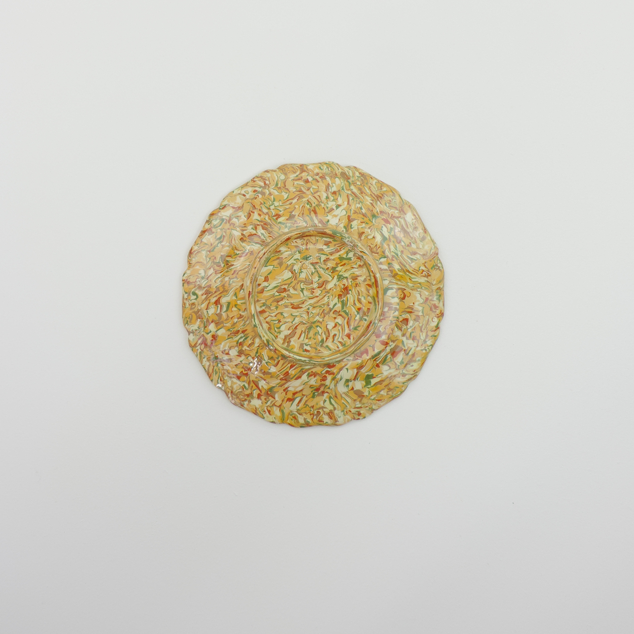 Assiette à dessert en faïence, jaune