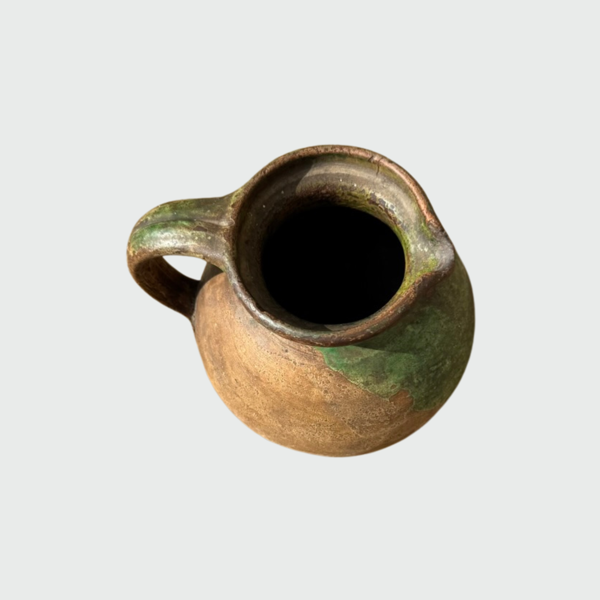 French Antique Pitcher with Green Glaze