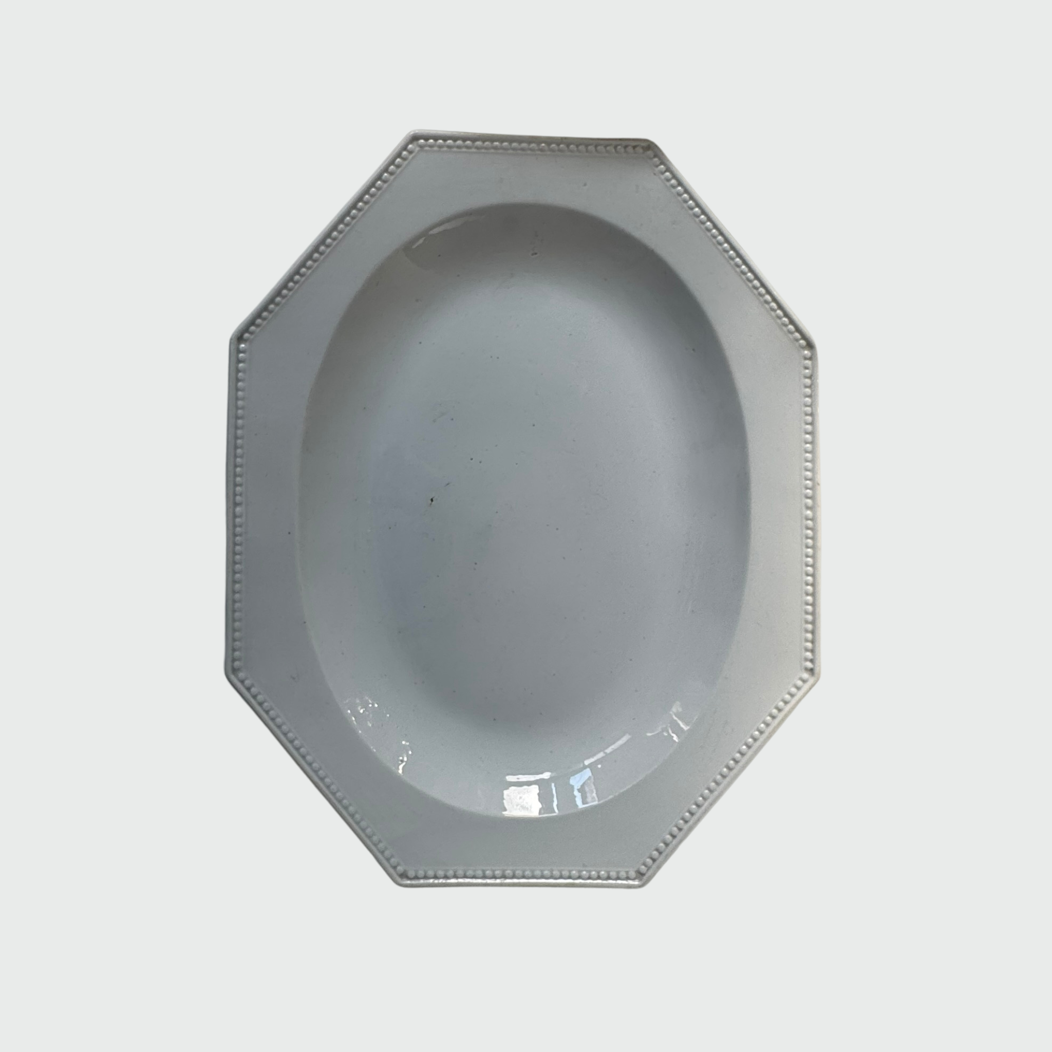Antique Oval Serving Platter with Pearl Edges