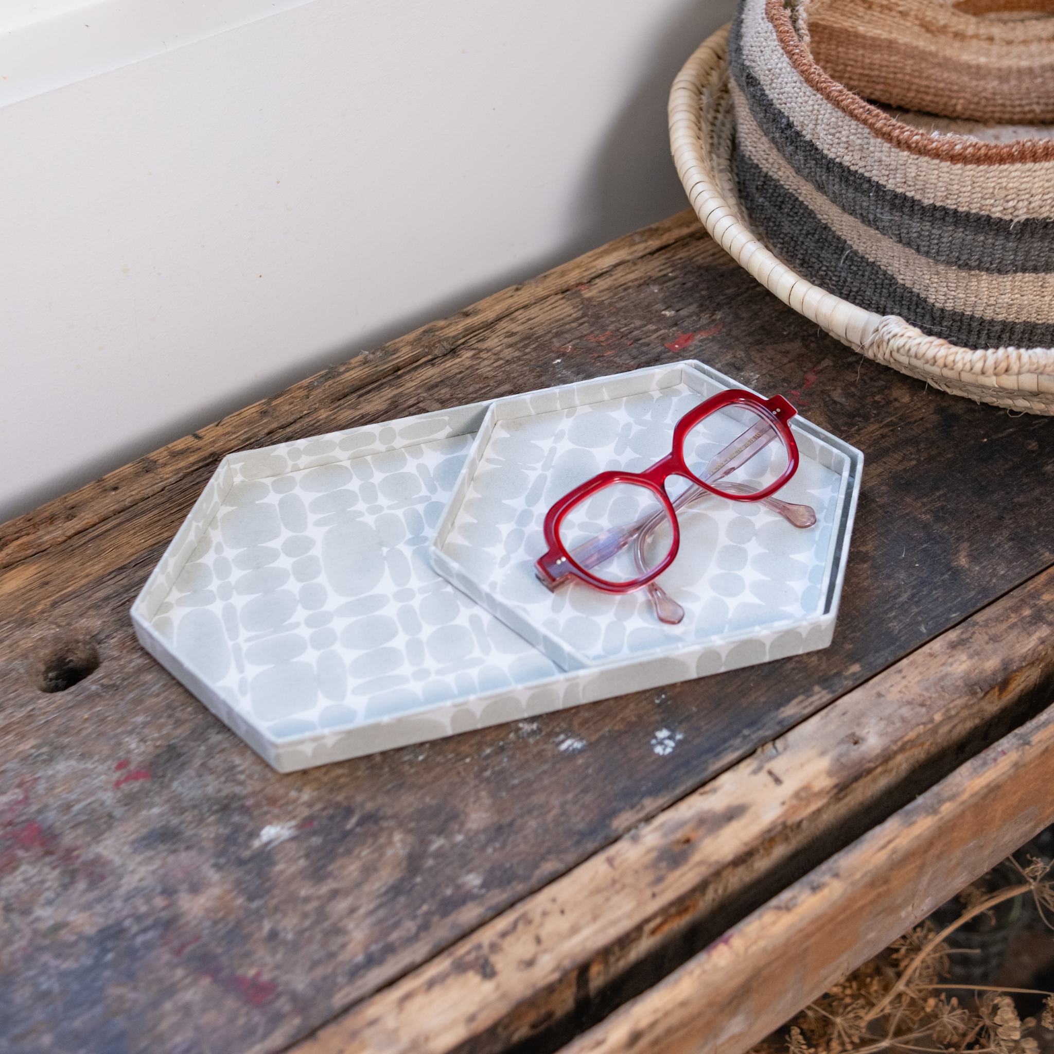Pierre Hexagon Tray Set, Sea Foam