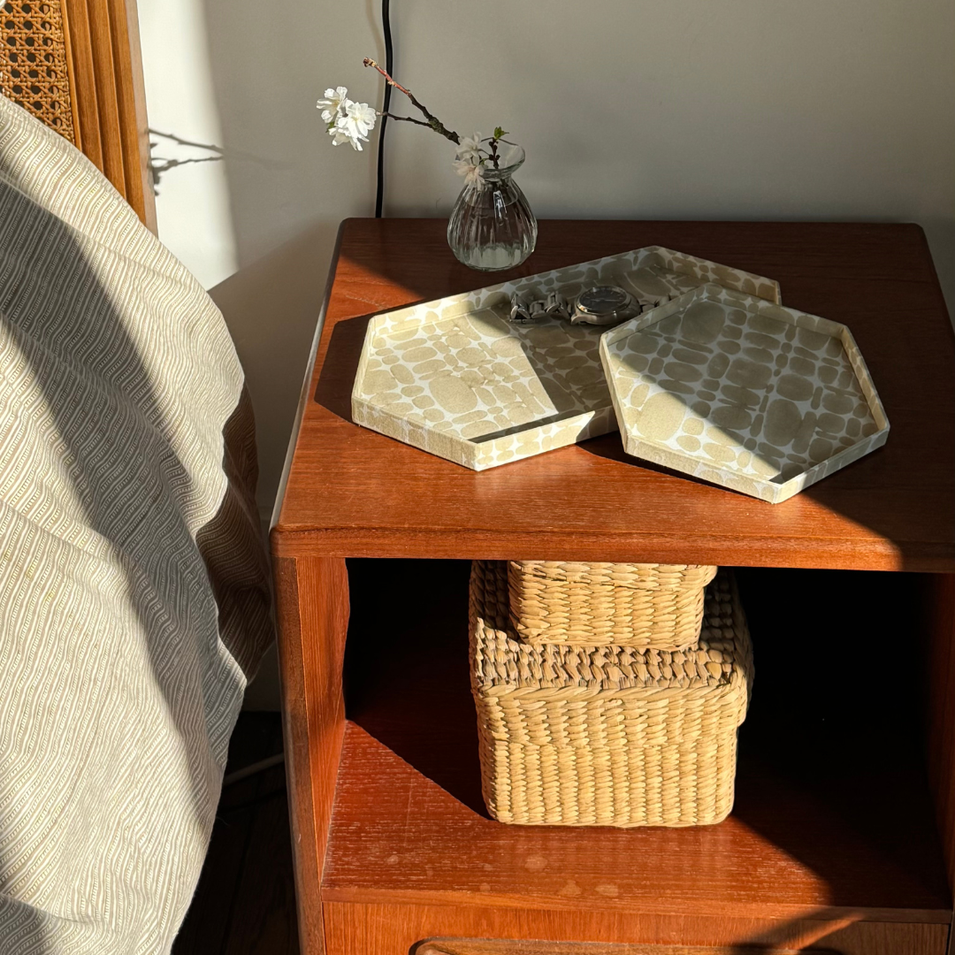 Pierre Hexagon Tray Set, Sand