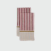 Serviettes de table à rayures en rouge, lot de quatre