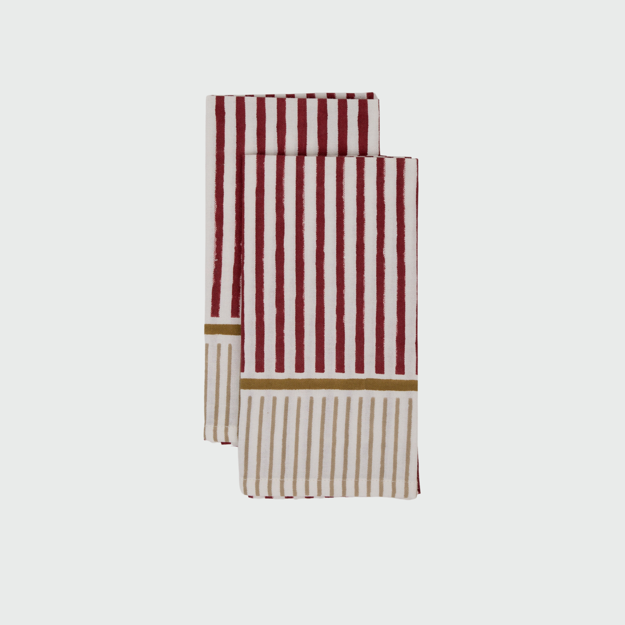 Serviettes de table à rayures en rouge, lot de quatre