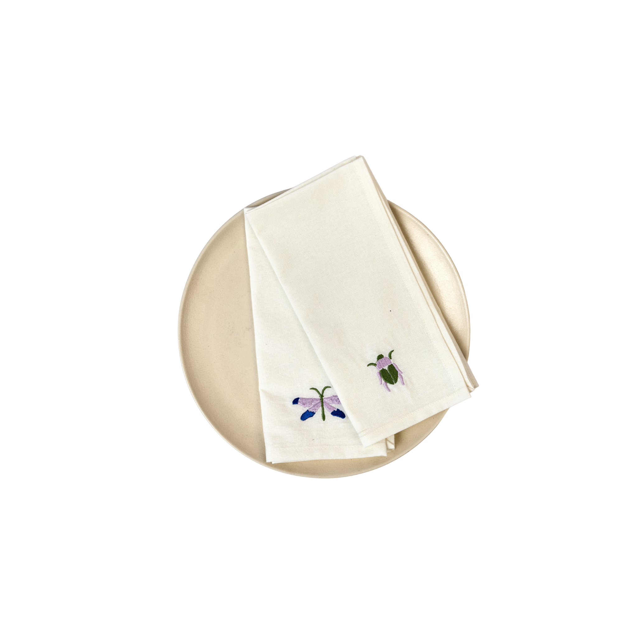 Scarab Embroidered Napkin, Lilac