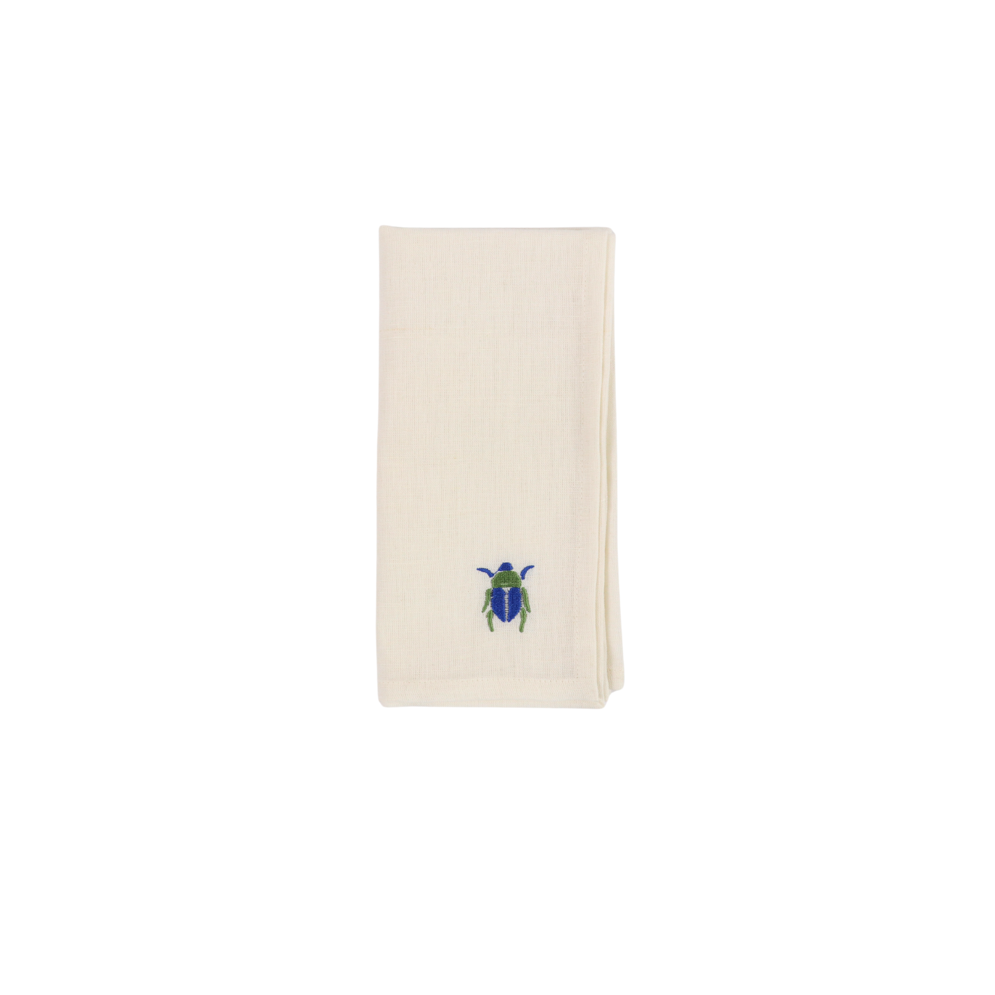 Scarab Embroidered Napkin, Cobalt