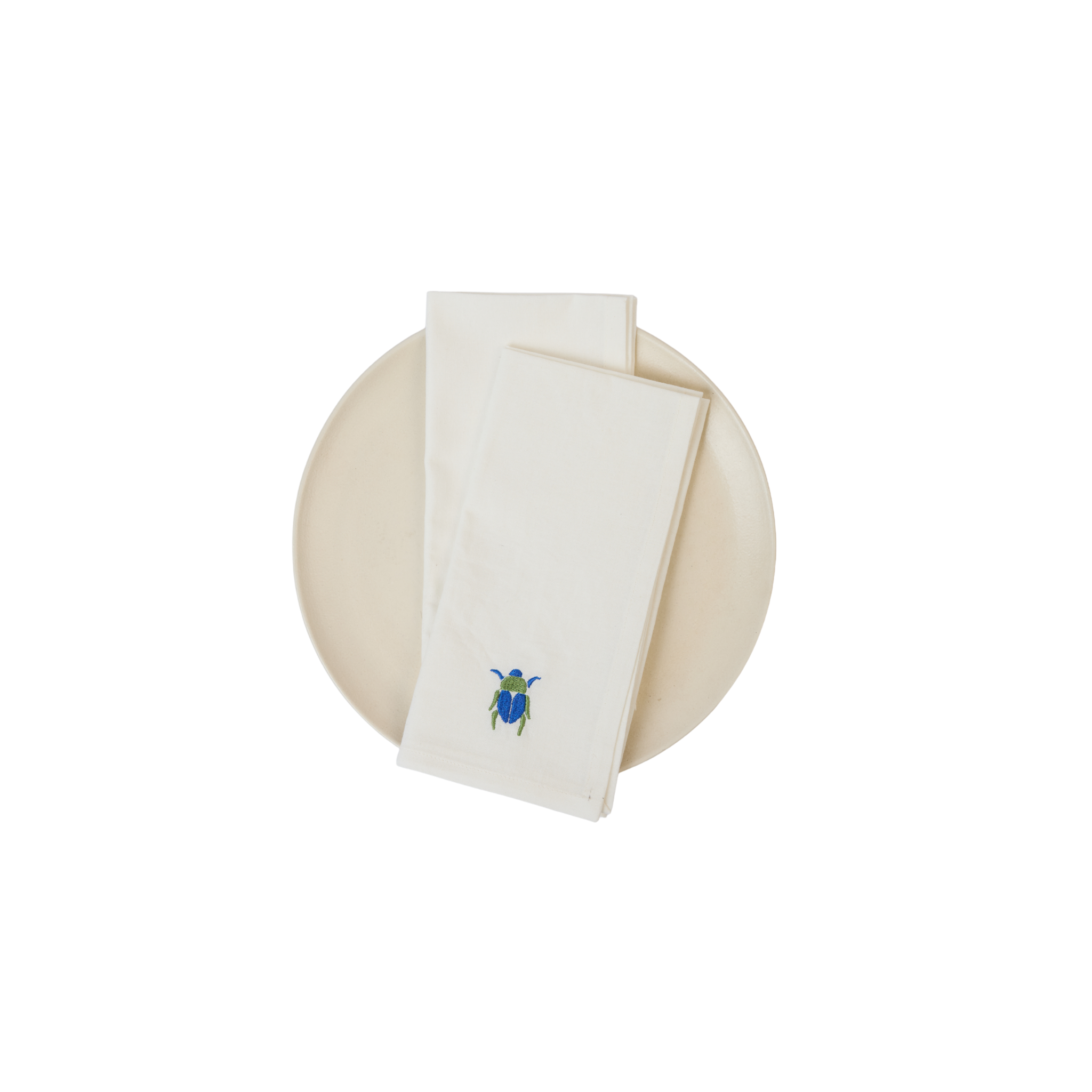 Scarab Embroidered Napkin, Cobalt
