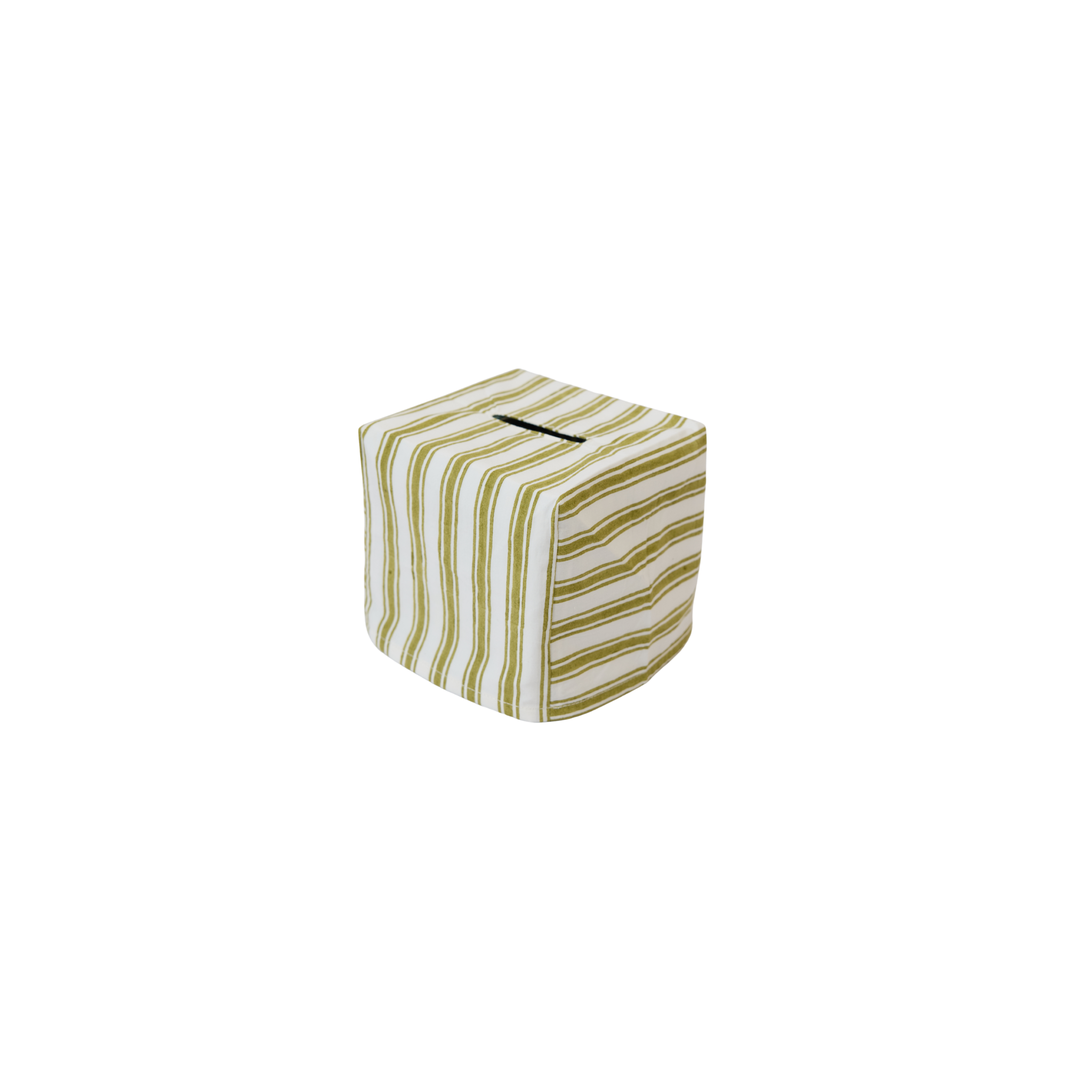 Ticking Stripe Tissue Box Cover, Olive